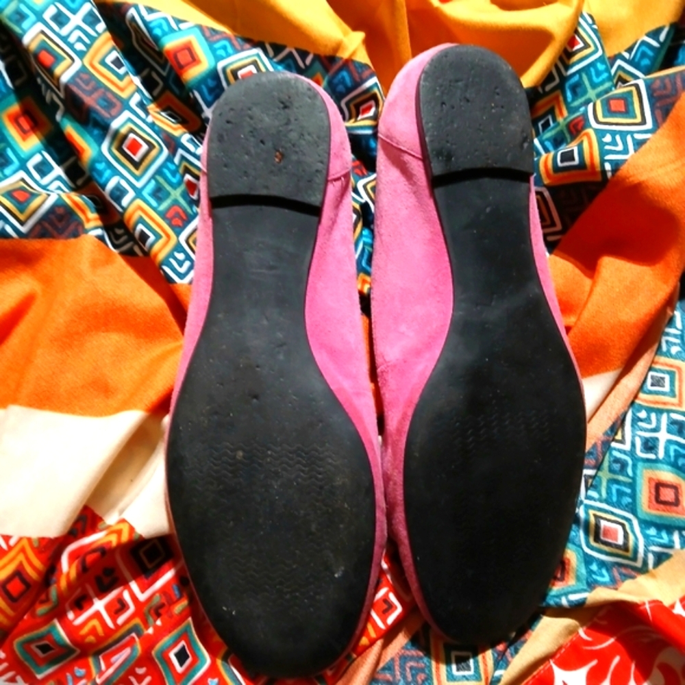 Pink and Red Button-Embellished Suede Women's Ballet Flats Size 9 - Picture 5 of 5